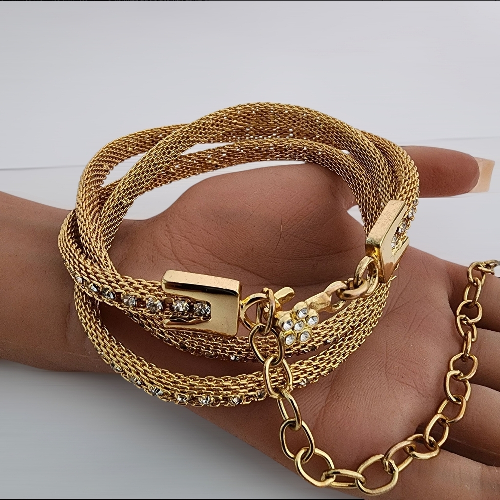 Vintage Gold Mesh Belt with Rhinestones - Picture 7 of 15